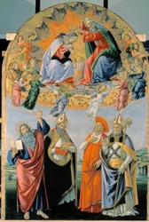 Kroning van Maria met vier heiligen