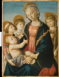 Maria met Kind, de Johannesjongen en twee Engelen