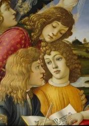 Maria met kind en vijf engelen