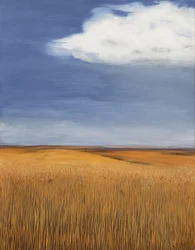 Amberkleurige golven, 2025 (acrylverf op doek)