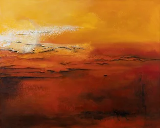 Zonsondergang, 2022 (gemengde techniek op doek)