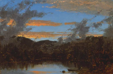 Nevel bij zonsondergang in de Catskills