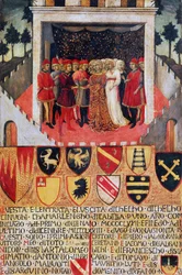 De gave van de ring, huwelijksceremonie tussen Sienese adellijke families