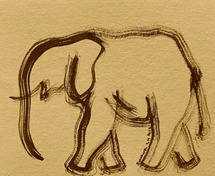 Abstracte penseelstreken van een olifant