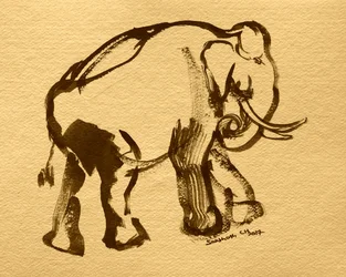 Elegante olifant in inkt