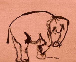 Inkttekening van een olifant