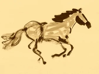Galopperend sepia paard