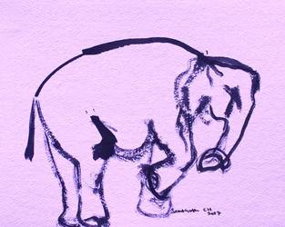 Zachte olifant in inkt