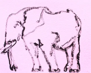 Schets van een roze olifant
