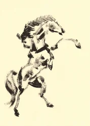 Krachtig steigerend paard