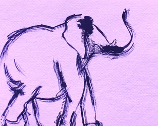 Schets van een paarse olifant