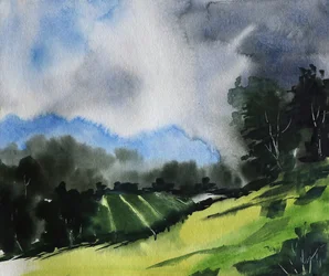 Rustig, stormachtig landschap
