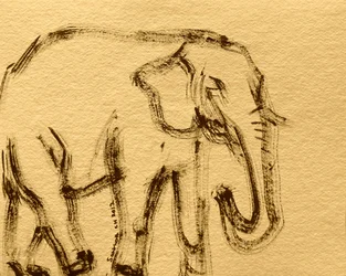 Schets van een wilde olifant