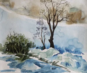 Winterlijke rust aan de rivier