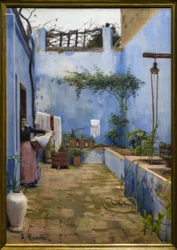 De blauwe patio