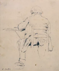 Zittende Man van Achteren