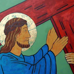 Jezus neemt zijn kruis op