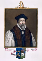 Portret van John Hooper, bisschop van Gloucester, uit 