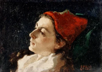Hoofd van een Vrouw met een Rode Muts