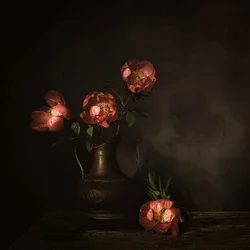 Dieprode pioenbloemen