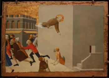 De gezegende Ranieri bevrijdt de armen uit een Florentijnse gevangenis Uit Borgo del Santo Sepolcro altaarstuk, 1437-1444