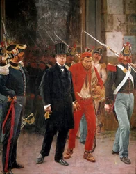 Risorgimento: arrestatie van de Italiaanse patriot en politicus Carlo Poerio (1803-1867), Napels, Museo Nazionale di San Martino
