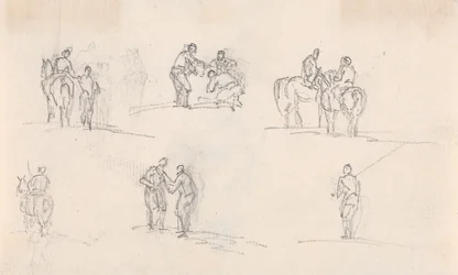 Zes Studies van Figuren op Paarden