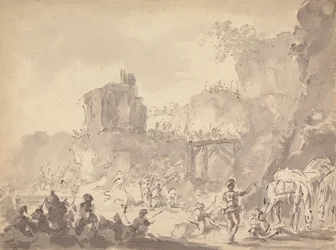 Soldaten in een landschap