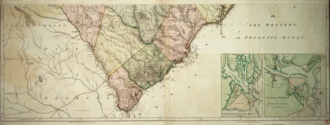 Kaart van Noord- en Zuid-Carolina