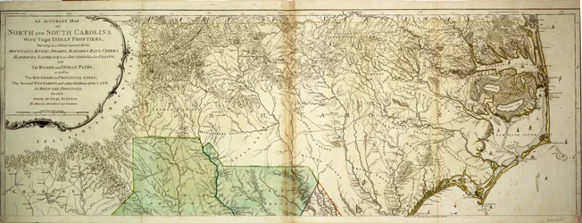 Kaart van Noord- en Zuid-Carolina