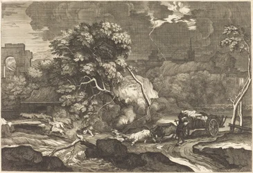 Landschap met een bange wagenmenner