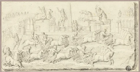 Romeinse wagenrace (naar antiek bas-reliëf)
