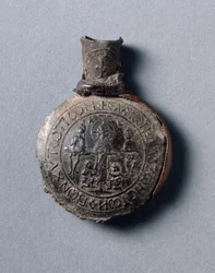 Pelgrimsampul met Scènes van de Kruisiging (voor) en de Hemelvaart (achter)
