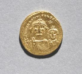 Solidus met Heraclius en zijn Zoon Heraclius Constantijn (voorzijde), c.616-625