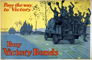 Koop Oorlogsbonds. Baan de Weg naar Overwinning