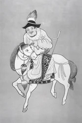 Een Mongoolse paardboogschutter, naar een Chinese tekening