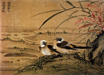 Chinese kunst: Vogels. Schildering op zijde door Li Youen Kien uit de 16e eeuw. Parijs, BN