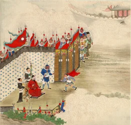 Chinese kunst: een Chinese prins ontvangt een boodschapper