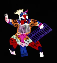 Karakter uit de opera van Pekin. Geschilderd papierknipsel of "Jian Zhi", Chinese volkskunst, Pekin.