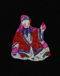 Chinese goddelijkheid. Beschilderd knipselpapier of "Jian Zhi", Chinese volkskunst, Pekin.