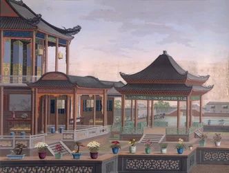 Huis van een Chinese ambtenaar, c.1800-05 (dekkende aquarel op papier)