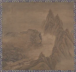 Landschap (albumblad; inkt en kleur op zijde)