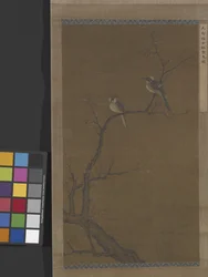 Twee vogels op een rode esdoorn, ca. 1350