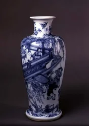 Vaas met een dame op een balkon, Chinees, ca.1690-1710