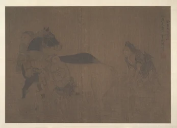 Het wassen van een paard (albumblad; inkt op zijde)