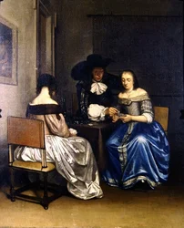 Interieur met kaartspelers