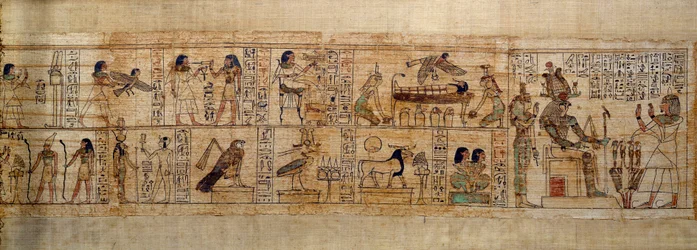Oude Egyptische Kunst Mythologische Papyrus van Serimen