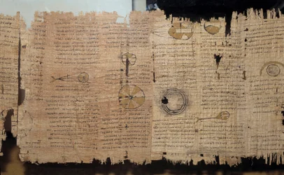 Egyptische oudheid: astronomische papyrus van Eudox. Ptolemeïsche periode (332-30 v.Chr.). Uit Egypte. Parijs, Louvre museum