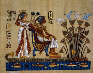 Egyptische oudheden: „De farao en zijn vrouw in de papyrus”. Papyrus, Nieuwe Rijk