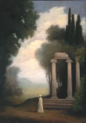 Een figuur en een tempel